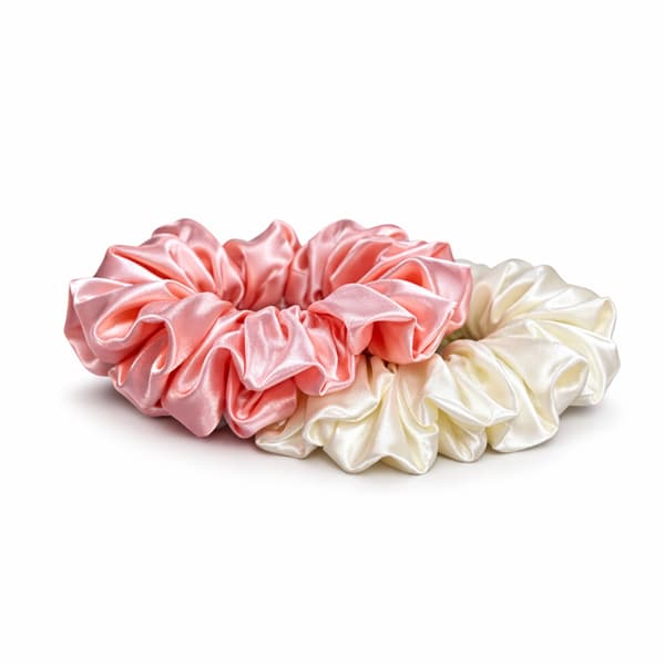 SÆT MED 2 HÅRBÅND satin elastik 13 cm ECRU LYS ROSA