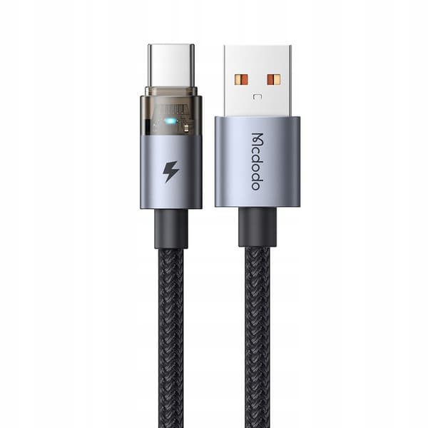 MCDODO KABEL USB-A USB-C SNABBLADDNING USB TYP C 6A 100W 1M LED SVART