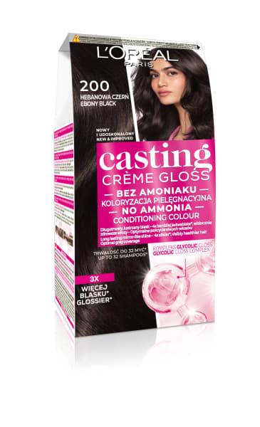 L'Oréal Casting Crème Gloss hårstyrka utan ammoniak 200 ebenhögt svart