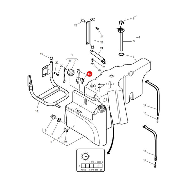 Låsbart tanklock Massey Ferguson 4274363M1 Granit