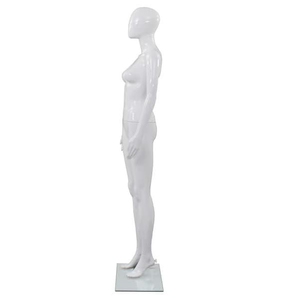 vidaXL Damskyltdocka med glasbas glansig vit 175 cm