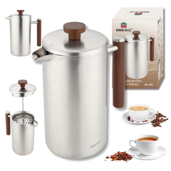 STÅLSSTEMPEL KAFFE- OG TEINFUSER 1L KINGHOFF KH-1995