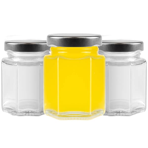 12x 110ml HEXAGONAL burk för kryddor och honung
