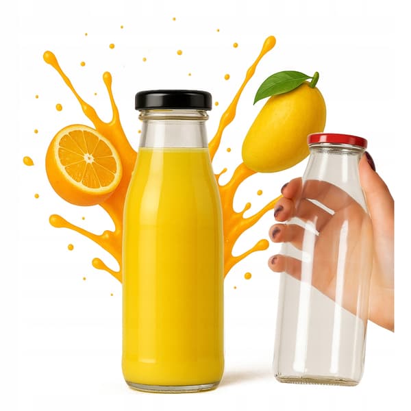 10x KUBUŚ Juiceflaskor 500ml Glasjuiceflaska + Lock Ø43 0,5l