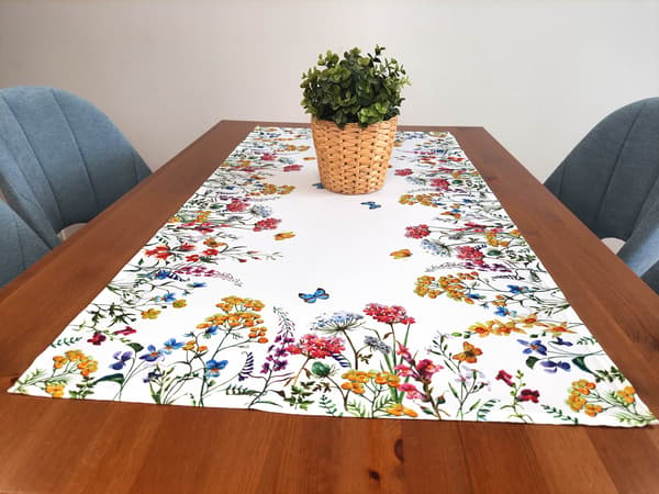 BORDLØBER Farverig Rektangulær 50/100 Farverig Dug til Sofabord BLOMSTER
