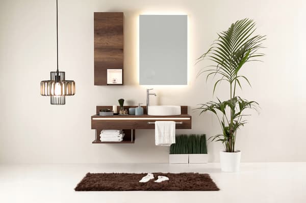 Modern LED-belyst badrumsspegel 40x40 vattentät IP65