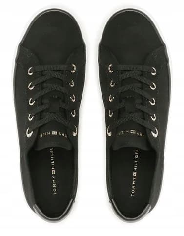 TOMMY HILFIGER DAME SNEAKERS MED SNØRERE, SORTE, 41 TNA