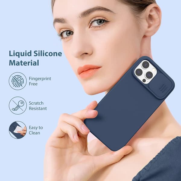MARINEBLÅT ETUI TIL IPHONE 13 PRO MAX LUKKET KAMERA HOLDBART