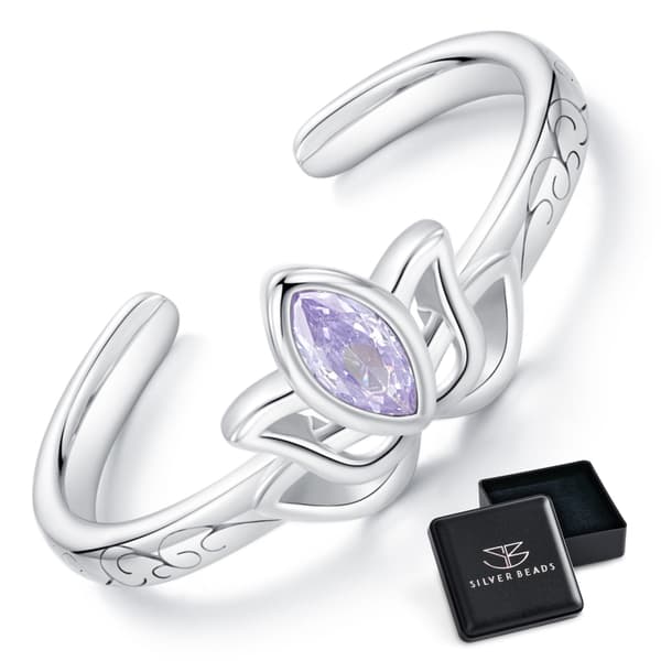 Justerbar silverring med lotusblomma i 925 silver