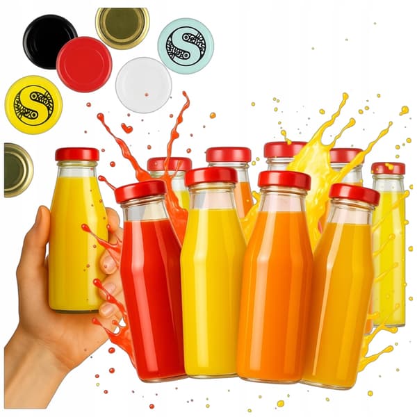 50x Juiceflaskor JUICE 200 ml GLASFLASKOR för honungsjuicelock fi33
