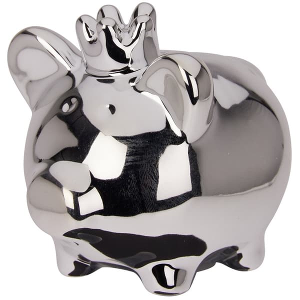 Spargris keramisk silver speglad 9,5x7x8,5 cm
