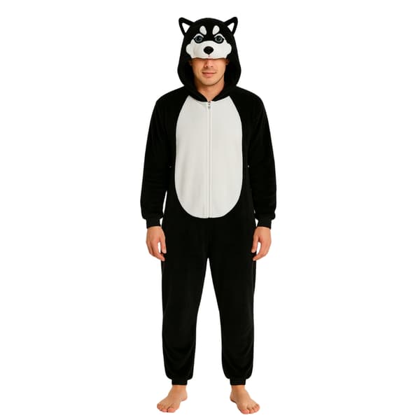 Kigurumi Pyjamas Kostume Sort Husky M: 145 - 155cm