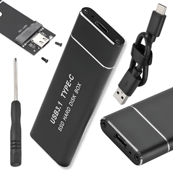 USB-C 3.1-adapter för M.2 NGFF SSD SATA III-diskhölje