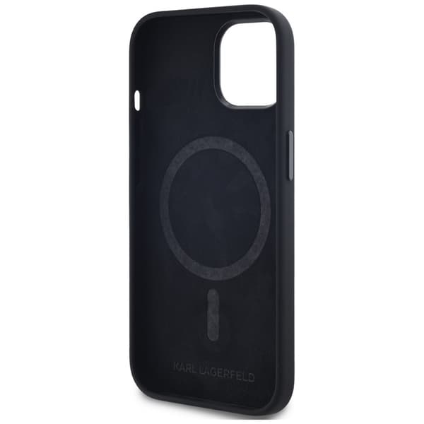 Karl Lagerfeld Silicone Shadow Metal Initial MagSafe - Etui til iPhone 15 (Sort)