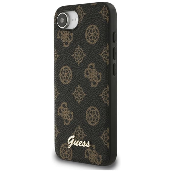 Guess Peony Script Logo MagSafe-etui til iPhone 16e, sort