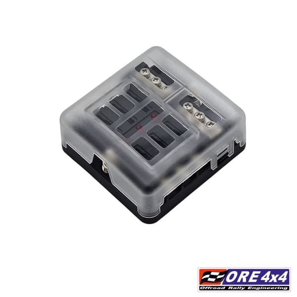 Sikringsboks med stik, LED, 12V - 6 poler