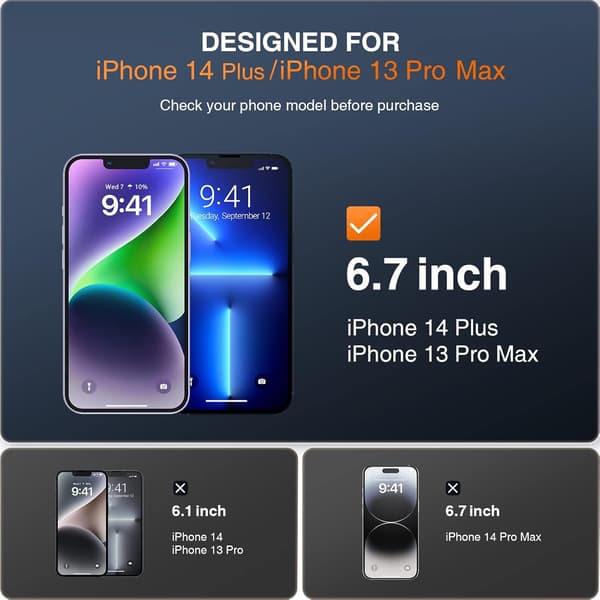 3x Härdat glas för iPhone 13 Pro Max/14 Pro Max med högt skydd