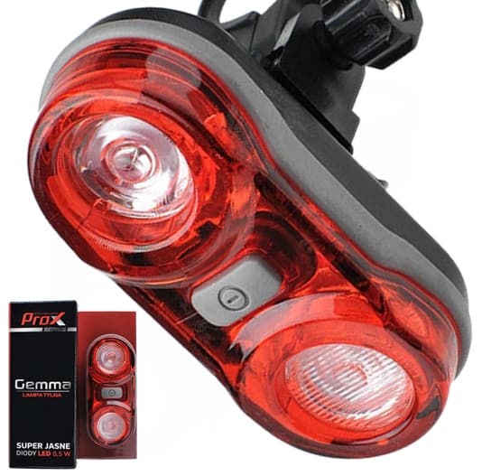 PROX GEMMA baglygte til cykel, 2x0,5W batterier