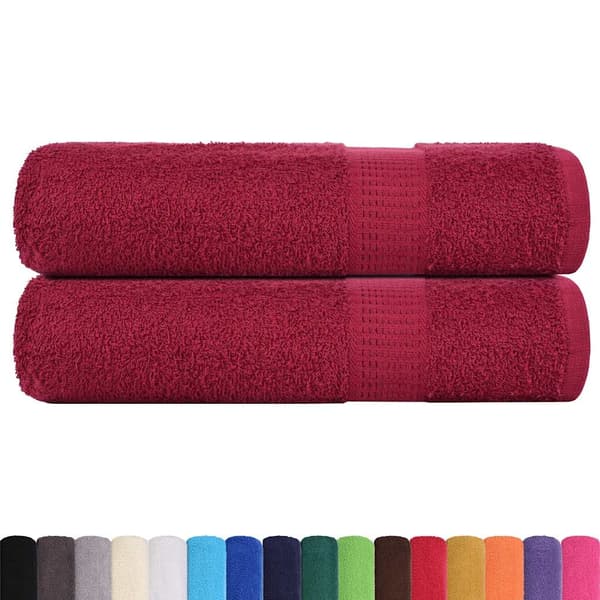 vidaXL Badlakan, 2 st, Vinröda, 70x140 cm, 100% bomull