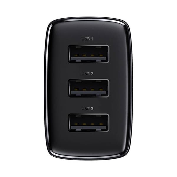 Baseus Kompakt Snabbladdare, 3x USB, 17W (svart)
