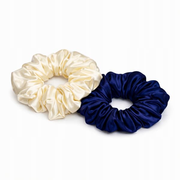 2-PACK HÅRBAND satinhårband 10 cm ECRU MARINBLÅ