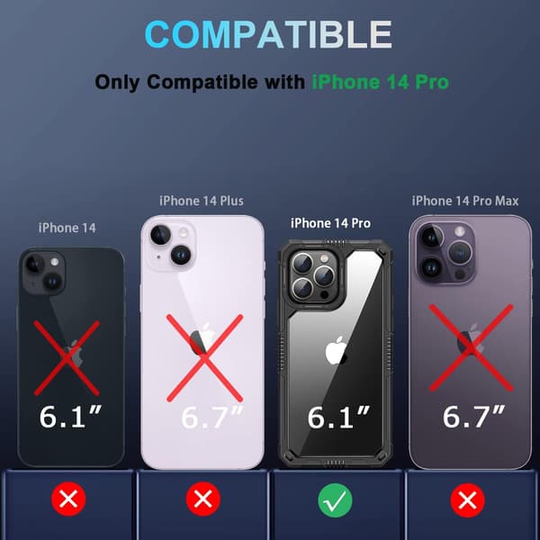 TRANSPARENT ETUI TIL IPHONE 14 PRO 6,1' KRAFTIGT ETUI SORT RAMME