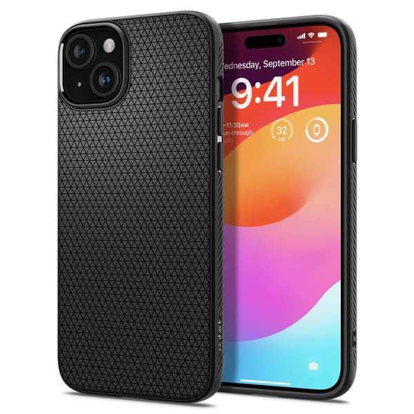Spigen Liquid Air – Skal till iPhone 15 (Mattsvart)