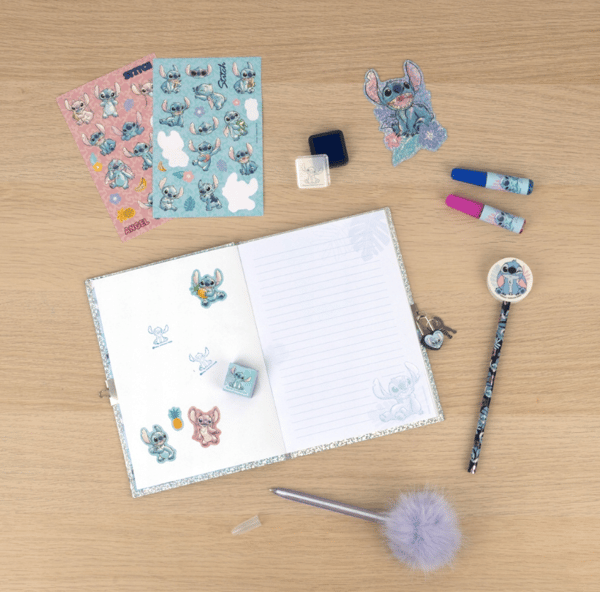 Disney - Stitch Glitter Dagbok och Hänglas Set - STLI4470