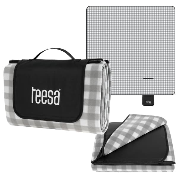 Picnic tæppe med isolering 200x200 cm TEESA - grå ternet