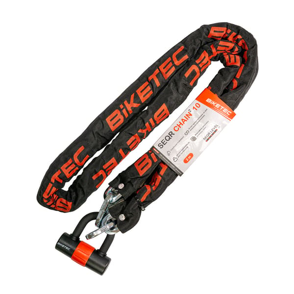 Biketec seqr kæde CP 2M med hængelås 3 nøgler øje 10mm