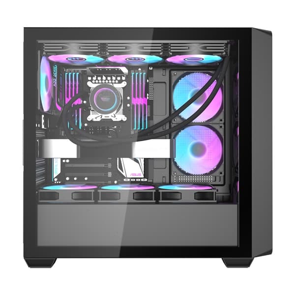 Darkflash DS900WD Tietokonekotelo (Musta) + 4 Tuuletinta