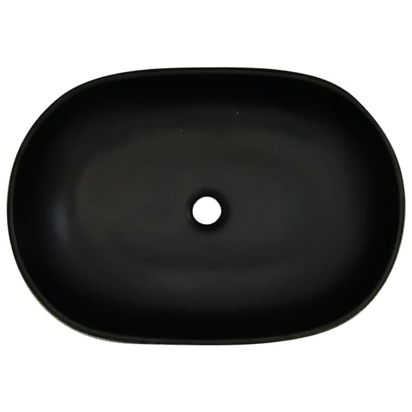 vidaXL bordvask, sort, oval, 59x40x14 cm, keramik
