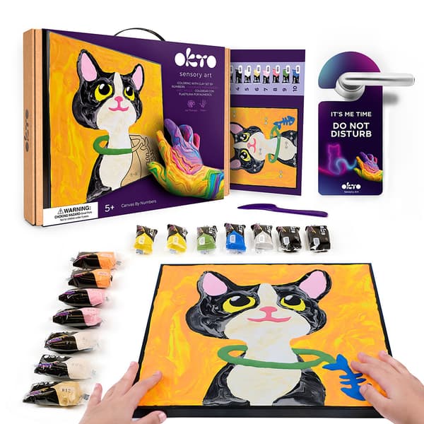 Modelleringslera kit med siffror 29*29 cm Katt