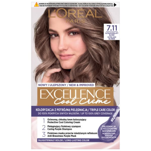 L'Oréal Excellence Cool Creme -hiusväri 7.11 Ultra Ash Blonde