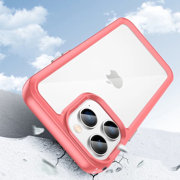 Outer Space-skal till iPhone 14 Pro med gelram, rött