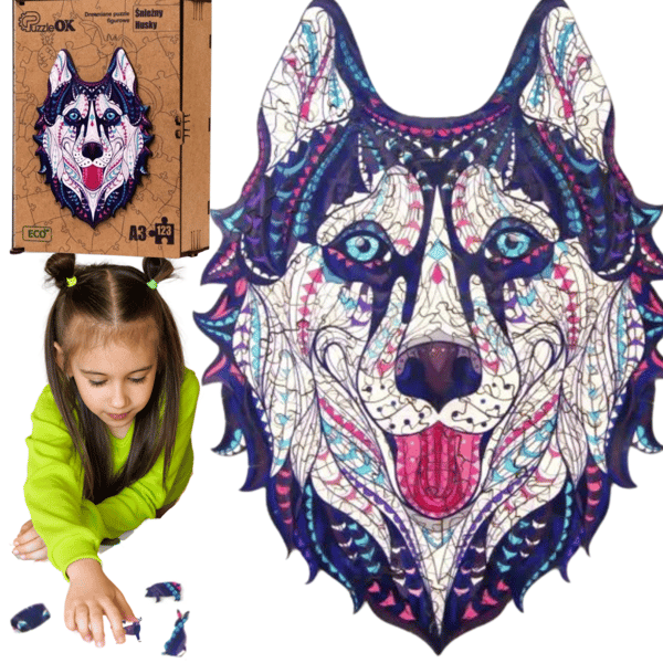 Træpuslespil husky snehund PuzA3-00902