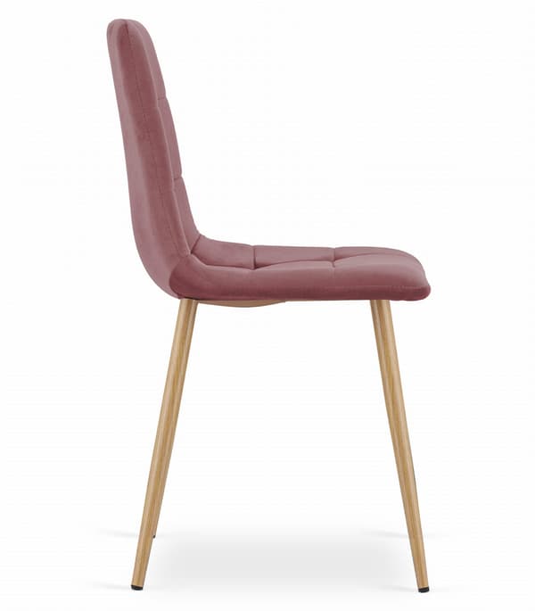 KARA stol - pink velour / træfarvede ben x 4