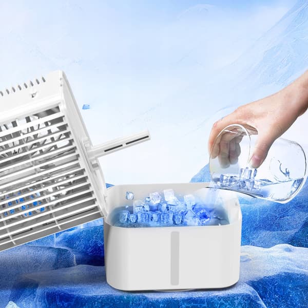 Ventilator Mini Klimaanlæg Ventilator Skrivebords Stille Vandbaseret 1200 ml LED
