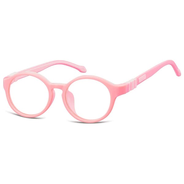 Flexibla runda barnbågar med klara linser och resår Sunoptic K8B rosa