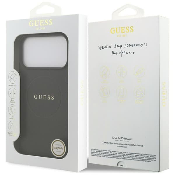 Guess Grained Ring MagSafe - iPhone 17 Pro Max-skal (svart)