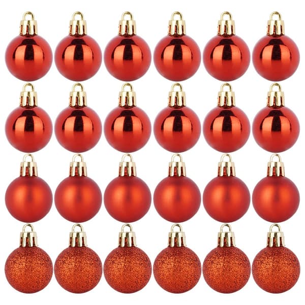 Uknuselige røde julekugler 3 cm 24 stk.