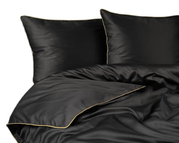 Ren bomulds sengetøjssæt Makosatin 160x200 sort premium