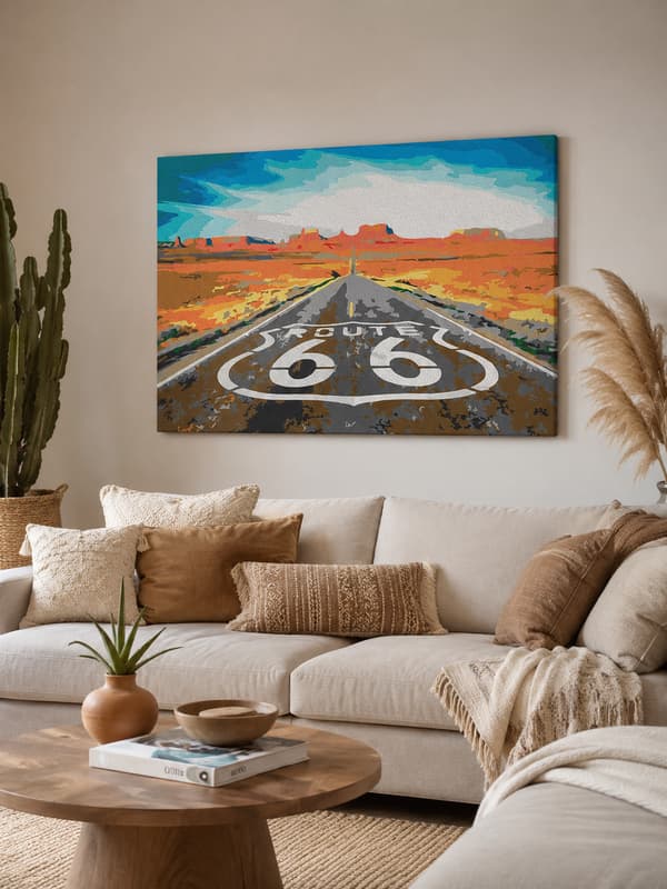 Maleri efter tal Med ramme Billeder til maleri Route 66 50x40 cm