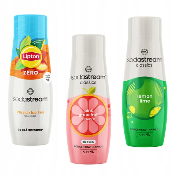 Sodastream 3-pak koncentrater: Ice Tea Peach Zero, Grapefrugt, LemonLime