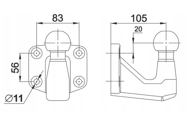 SÆNKNINGSANSLÆNGSKUGLE 83x56mm 3500KG KH4-3 AUTO-HAK