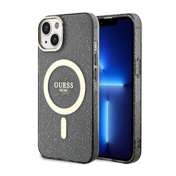 Guess Glitter Gold MagSafe - iPhone 14 Plus cover (sort)