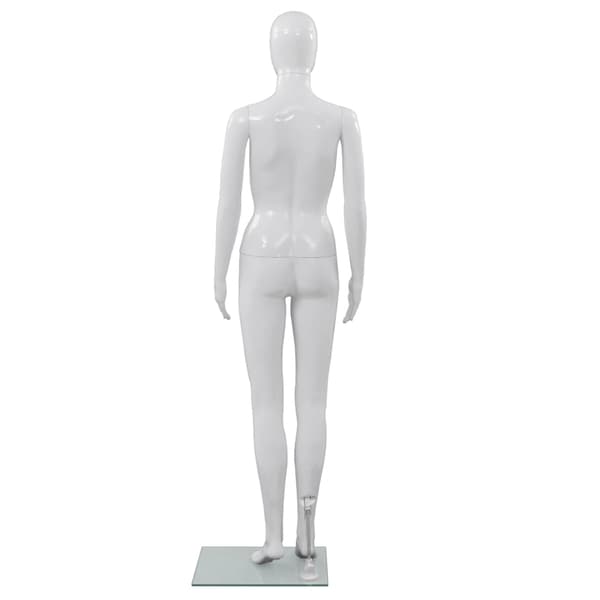 vidaXL Damemannequin med glasbase blank hvid 175 cm