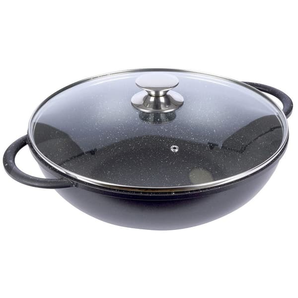 Granit wok pande med glaslåg GRANDE 32 cm
