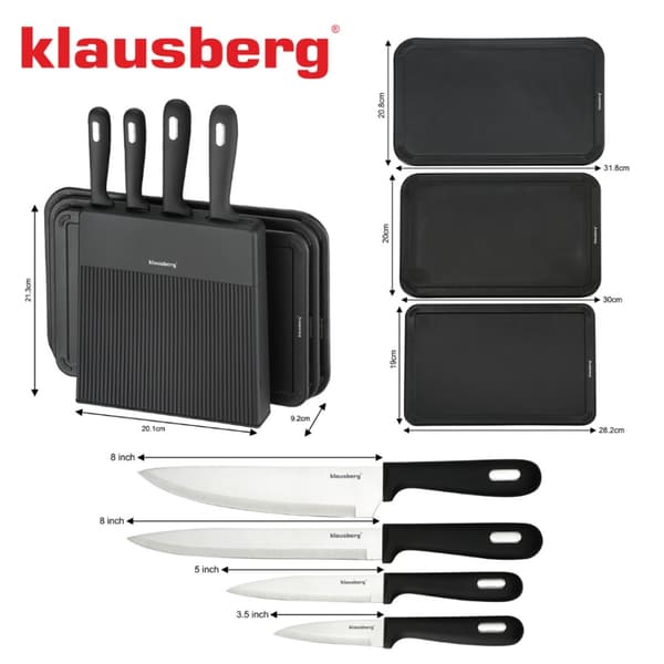 KLAUSBERG KB-7980 KNIV- OG BRÆTTSÆT I STATIV