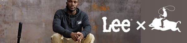Lee PLAIN RELAXED SWS Ecru lös vit bomull herr hoodie logo M